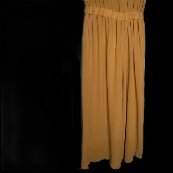 Row Camel Colored Semi-Sheer Crepe Jumpsuit Surplice Front Medium - Picture 5 of 8